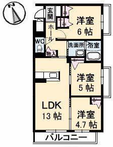 エルミタージュ3番館(3LDK/3階)の間取り写真