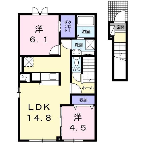 ボヌール(2LDK/2階)の間取り写真
