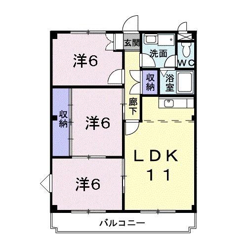 ブルージュ名和(3LDK/4階)の間取り写真
