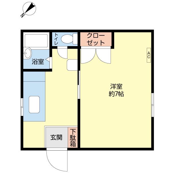 本町グリーンハイツ(1K/2階)の間取り写真