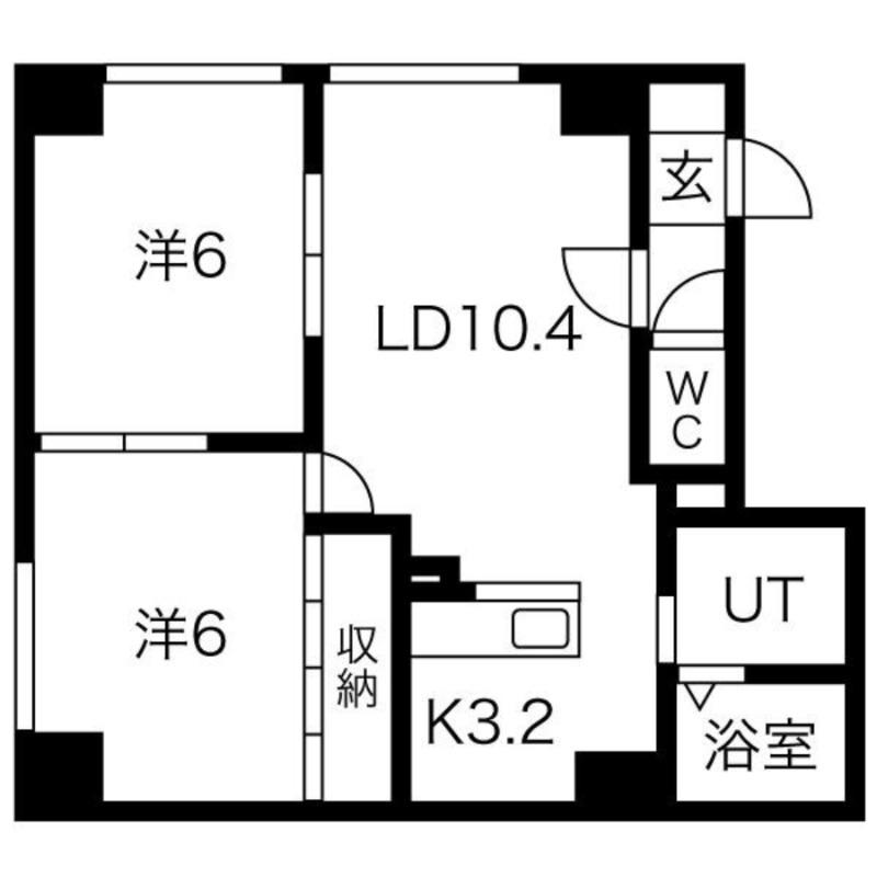 ミニヨン(2LDK/1階)の間取り写真
