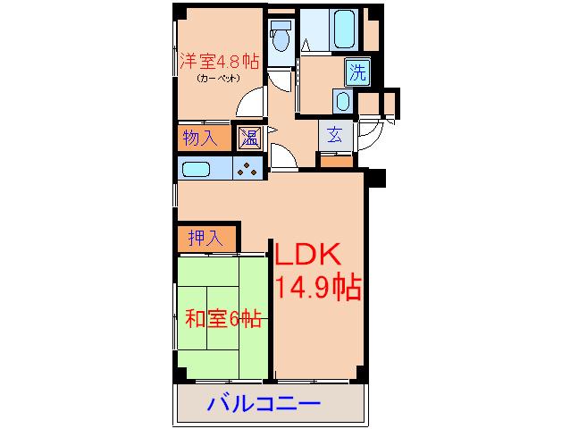プライムアーバン武蔵小杉COMODO(2LDK/3階)の間取り写真