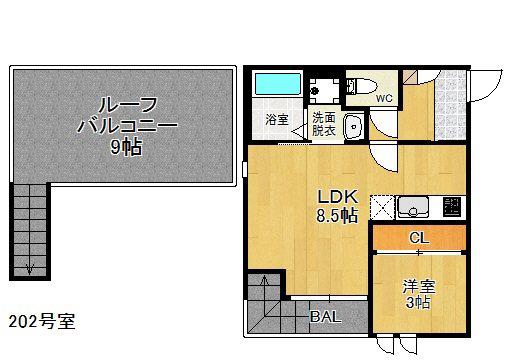 GRANDTIC RIZ 高宮(1LDK/2階)の間取り写真