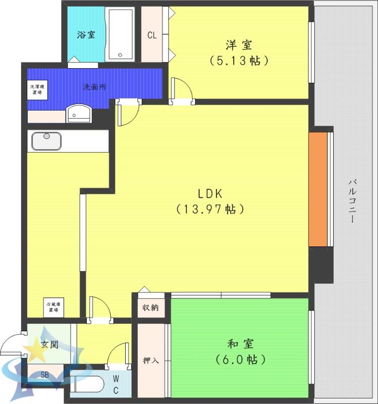 ソレイユ発寒(2LDK/4階)の間取り写真