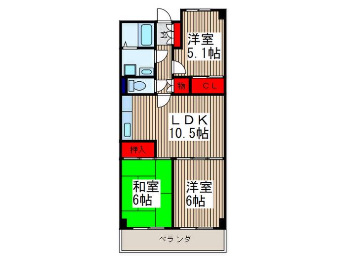 パークエイト戸田(3LDK/2階)の間取り写真