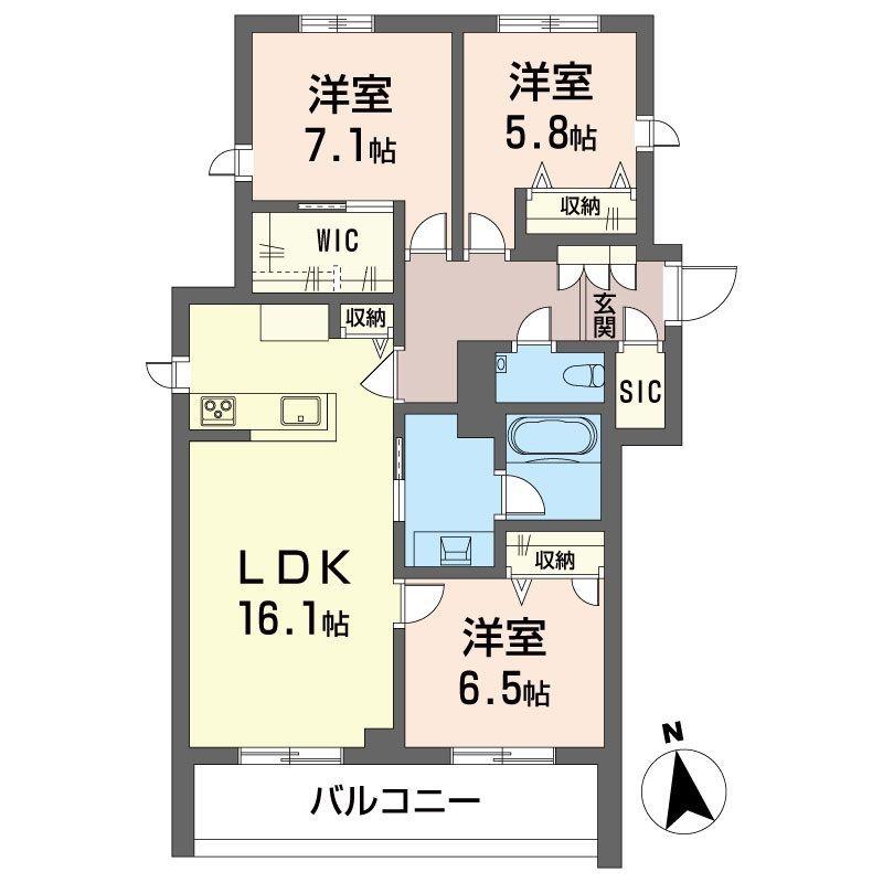 オスタリーハウス(3LDK/3階)の間取り写真