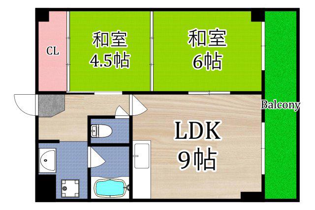 タルミハイツ(2LDK/3階)の間取り写真