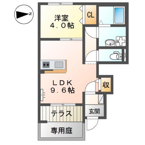 MEDIO QUESTO(1LDK/1階)の間取り写真