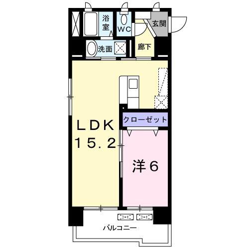 ベルフラワー大野城(1LDK/7階)の間取り写真