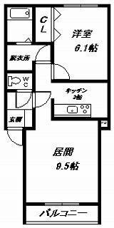 BRUN CUBE II(1LDK/1階)の間取り写真
