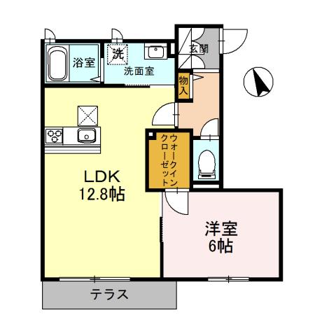 HEARTYS ENT(1LDK/1階)の間取り写真