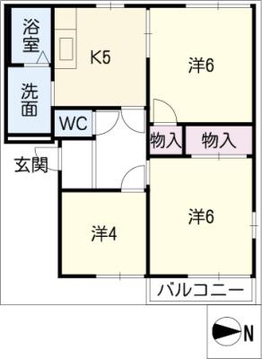 ジュネス92 B(3DK/2階)の間取り写真