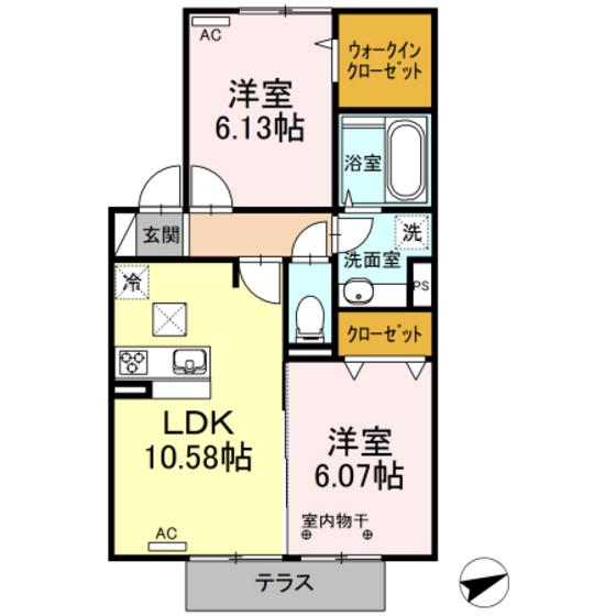 グランフルール(2LDK/1階)の間取り写真
