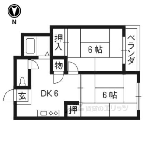 BNコート洛西(2DK/4階)の間取り写真