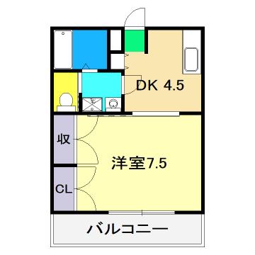 FIORE GIALLO(1DK/2階)の間取り写真