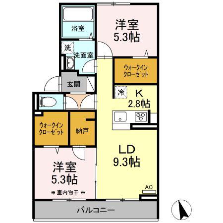 フラット エステート(2LDK/3階)の間取り写真