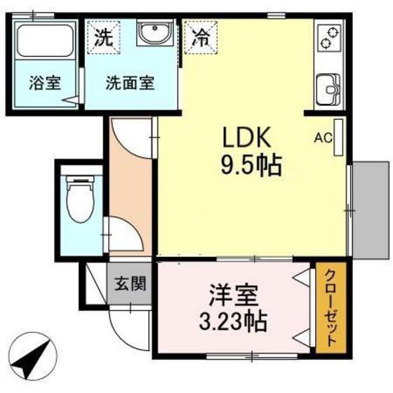 クレール18(1LDK/1階)の間取り写真