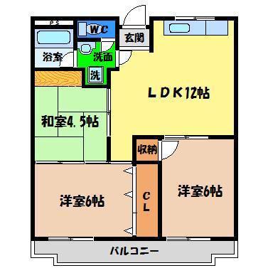 第2 サニーハイツ(3LDK/2階)の間取り写真
