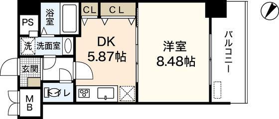 アーバインステイ広島イースト(1DK/3階)の間取り写真