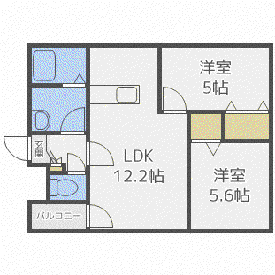 メゾンクー・ドゥ・クーVI(2LDK/1階)の間取り写真