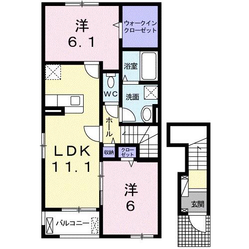 ア・サンテ・ロワン(2LDK/2階)の間取り写真