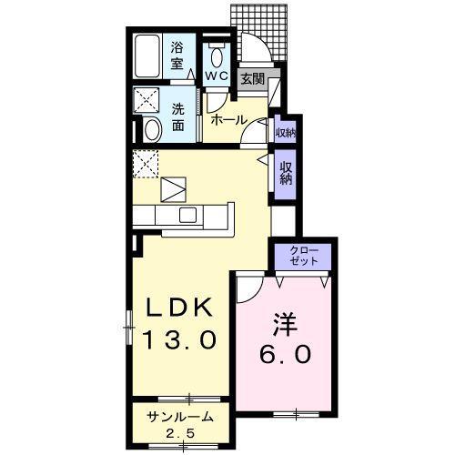 フロスティ II B(1LDK/1階)の間取り写真