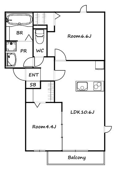 サイドショア(2LDK/3階)の間取り写真