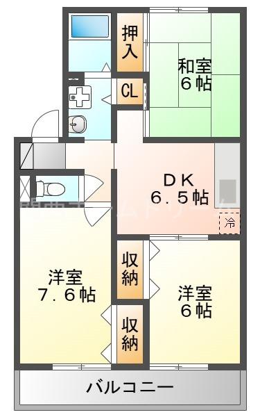 京阪本線 寝屋川市駅 徒歩22分 2階建 築29年(3DK/2階)の間取り写真