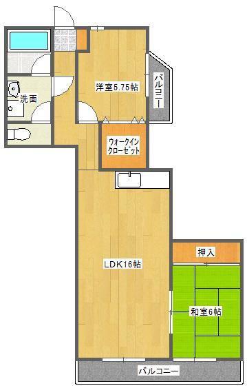 グローリアカーザ(2LDK/3階)の間取り写真