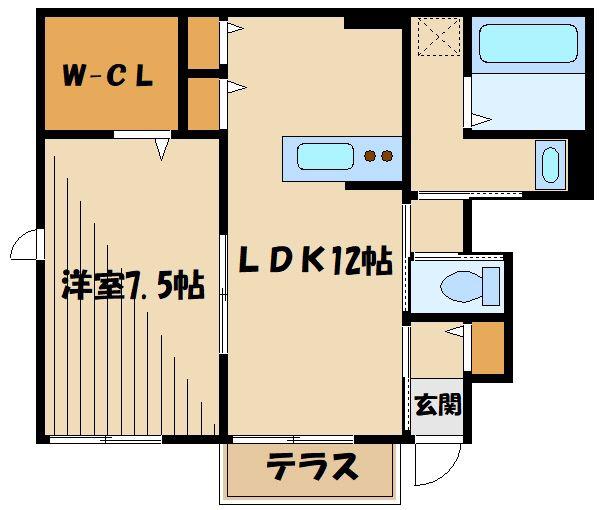 アンソレイユ メゾン(1LDK/1階)の間取り写真