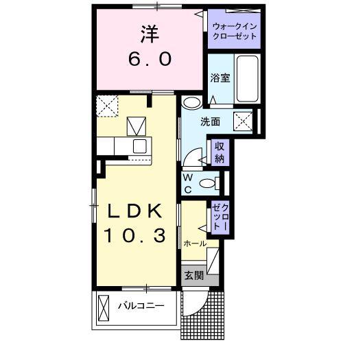 BLOOM I(1LDK/1階)の間取り写真