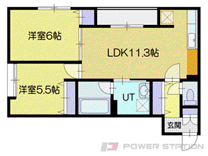 オルセー厚別西A(2LDK/1階)の間取り写真
