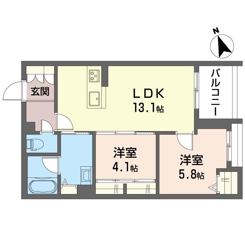 ベンディシオン市川(2LDK/3階)の間取り写真
