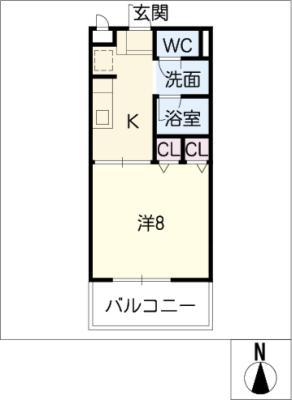 ピアパーク A棟(1K/1階)の間取り写真