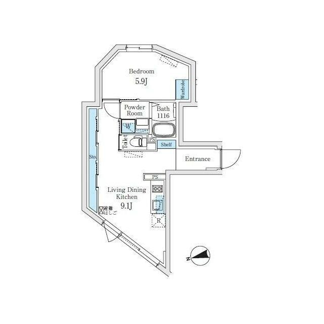 FIKA代々木上原 部屋番号401(1LDK/3階)の間取り写真