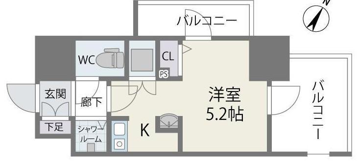 MODEN PALAZZO 天神南II(ワンルーム/6階)の間取り写真