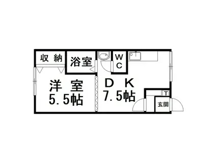 エーコー大楽毛B(1DK/2階)の間取り写真