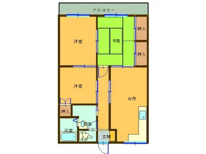 コーポ波藤(3LDK/3階)の間取り写真