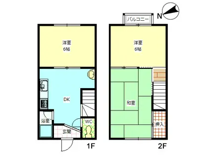 Kハウス2(3DK/1階)の間取り写真