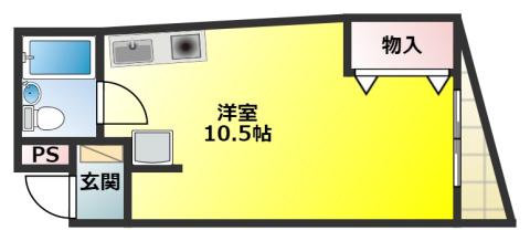 グリーンフラッツ天神町(ワンルーム/1階)の間取り写真