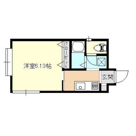 ブランメル名須川(1K/1階)の間取り写真