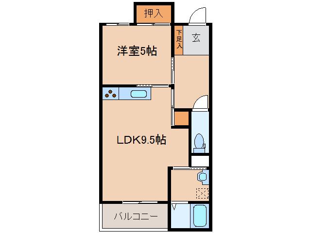 ウィスターコート斐川 B(1LDK/1階)の間取り写真