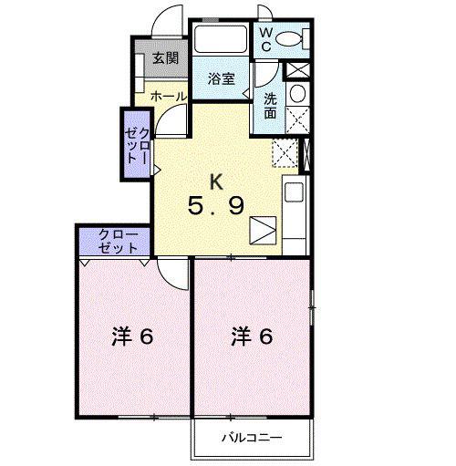 サピーN B(2K/1階)の間取り写真