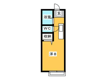ツインパル山城 B棟(ワンルーム/2階)の間取り写真