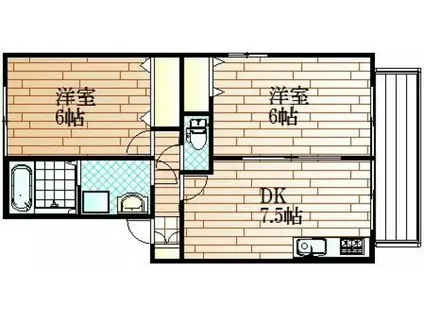 ディアコートLOVEIII C棟(2DK/2階)の間取り写真