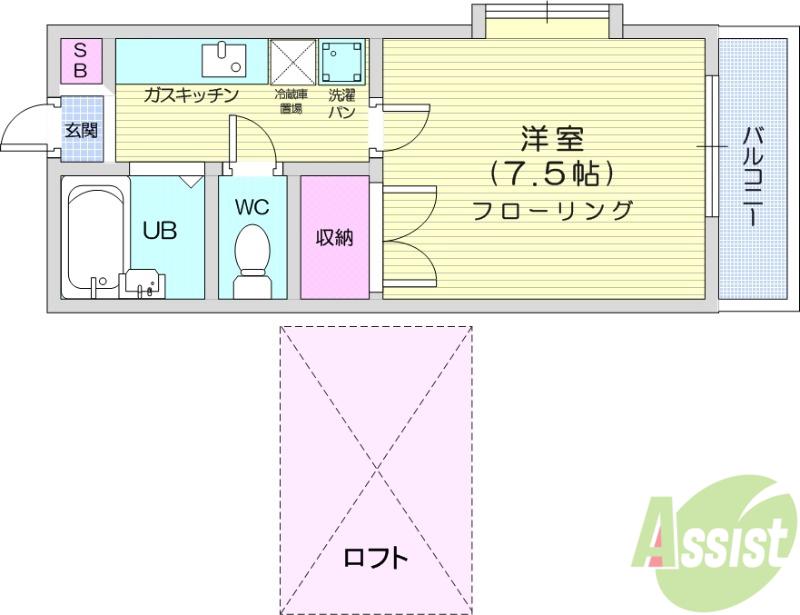 ラ・シャンブルクレールⅡ(1K/2階)の間取り写真