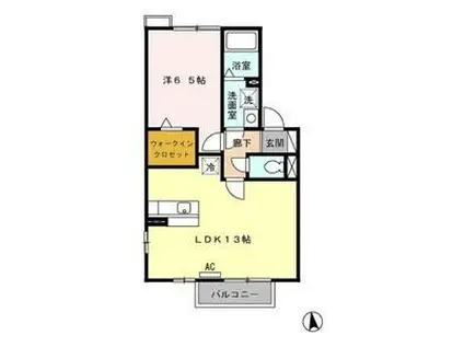 ノース・ウエスト蘇原(1LDK/2階)の間取り写真