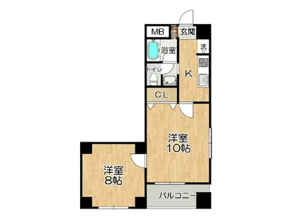 グレース春日3(2K/4階)の間取り写真