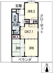 フォーシーズンA(3DK/3階)の間取り写真