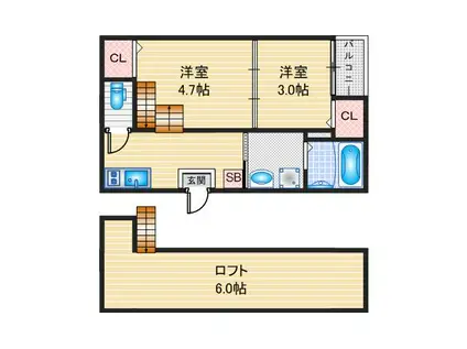 REVEUR AMETRINE(2SK/2階)の間取り写真